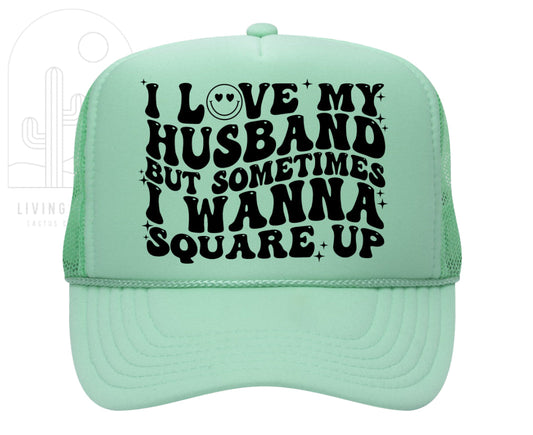 HUSBAND SQUARE UP TRUCKER HAT