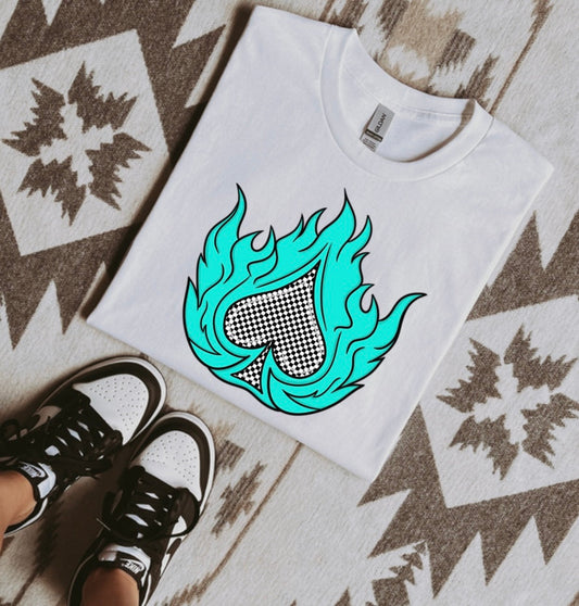 Turquoise Flame Graphic Tee