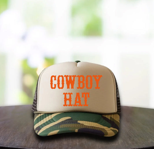 COWBOY HAT ORANGE TRUCKER HAT