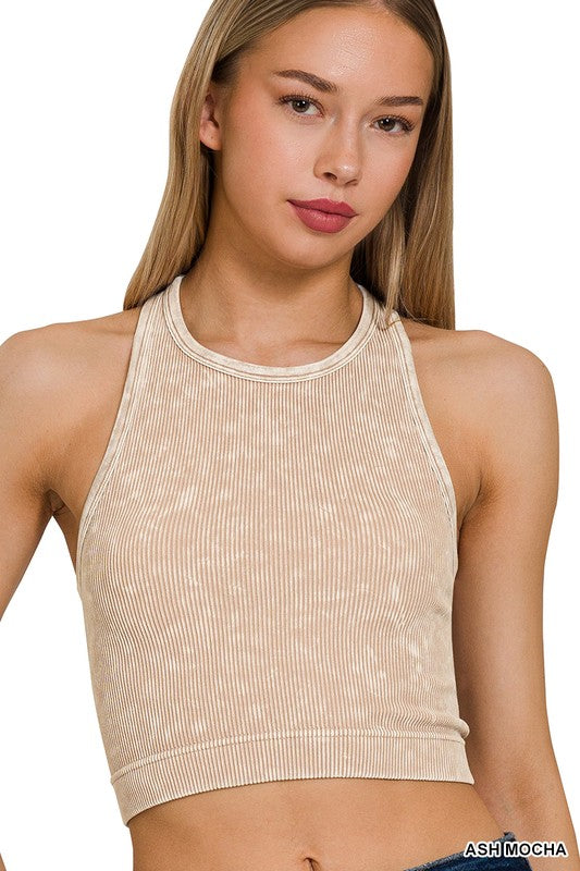 Stone Ribbed Racerback Crop