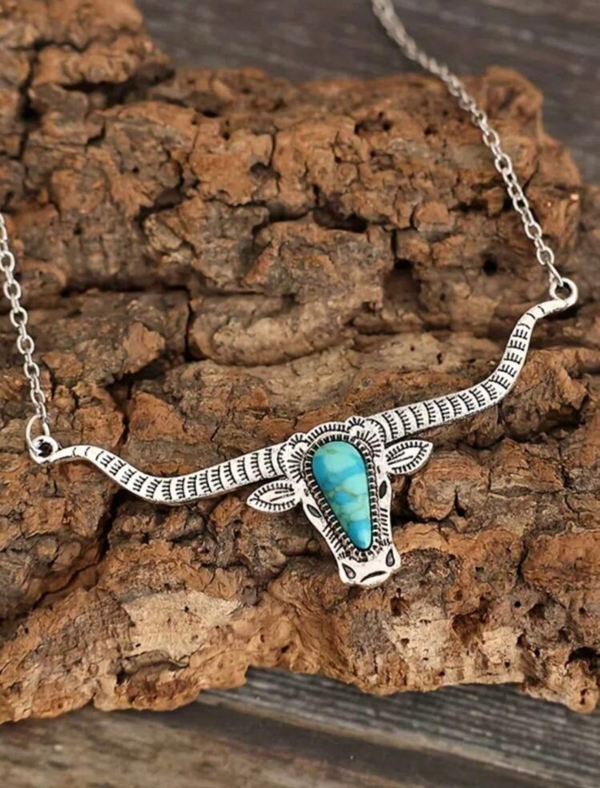 Turquoise Long Horn Necklace