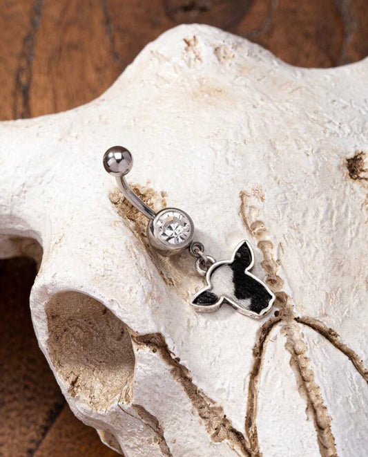 Black Cow Head Belly Button Ring