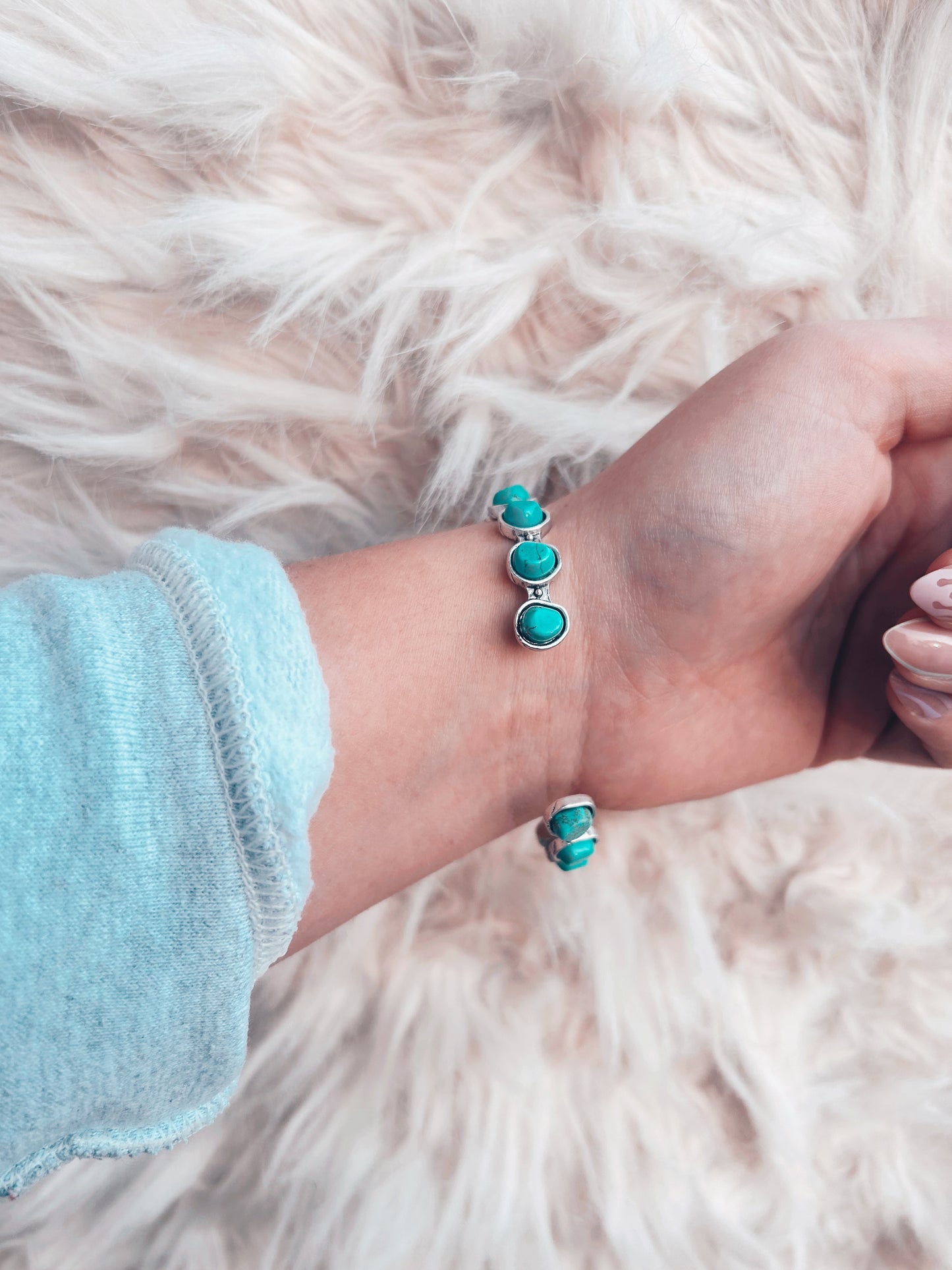 The Cobblestone Cuff in Turquoise