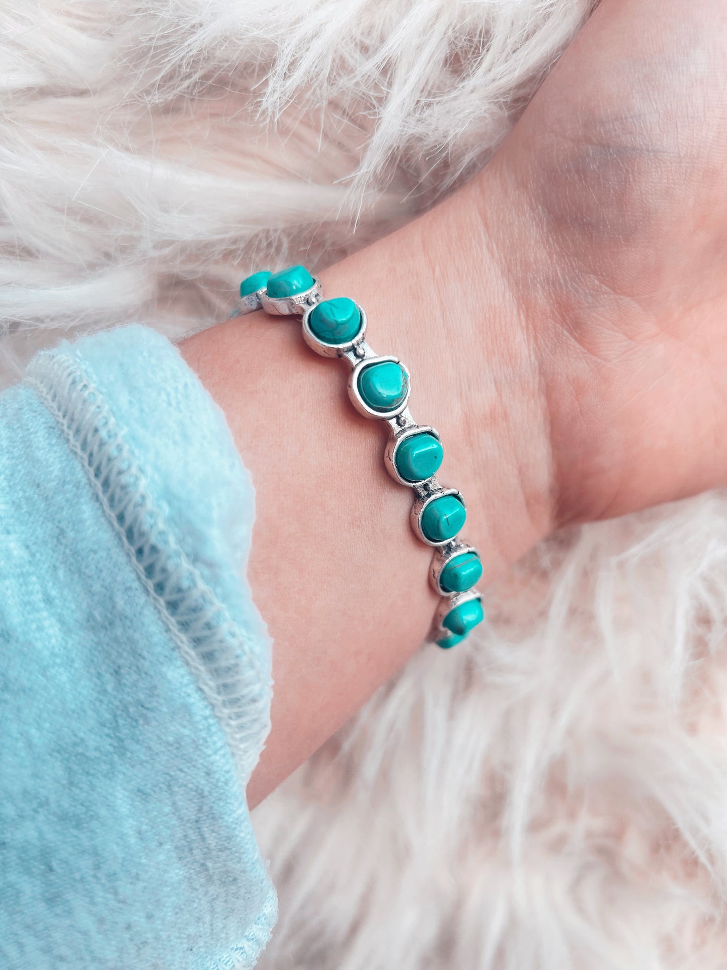 The Cobblestone Cuff in Turquoise