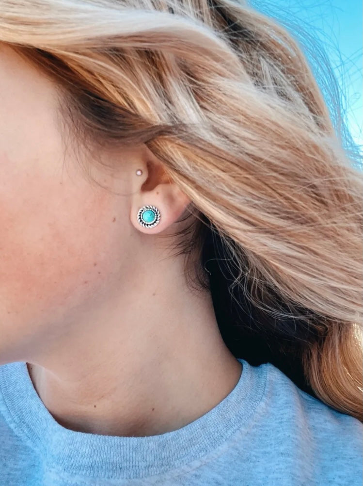 The Turquoise Wrapped Stud Earrings
