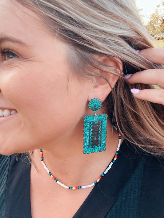 The Turquoise Geo Earrings